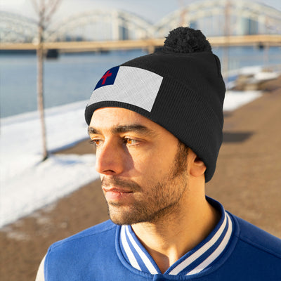 Christian Flag Pom Pom Beanie (Fully Embroidered Flag)