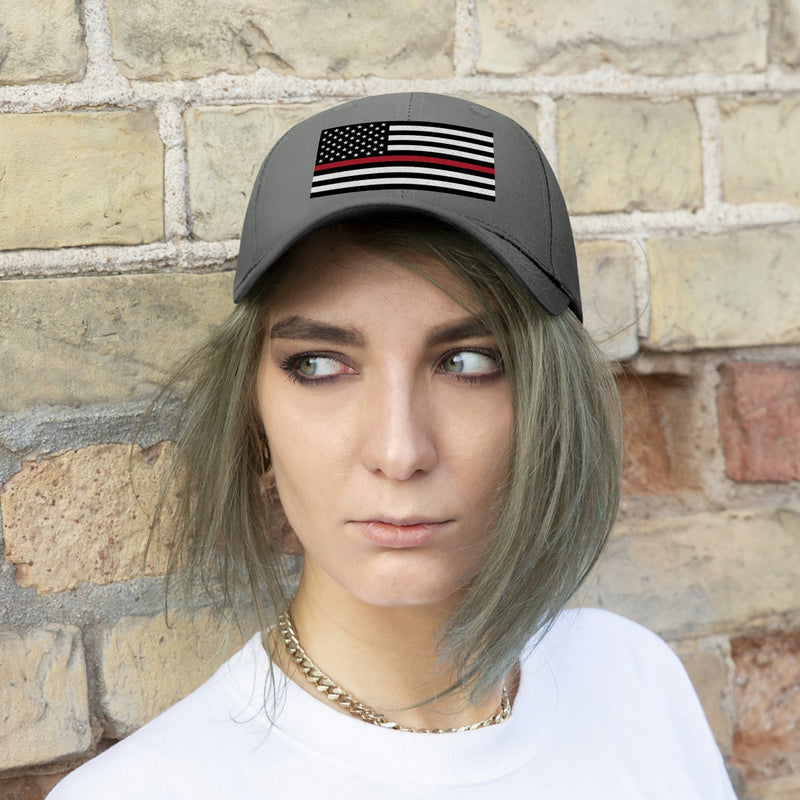 Thin Red Line Flag Unisex Baseball Hat (Embroidered Flag)