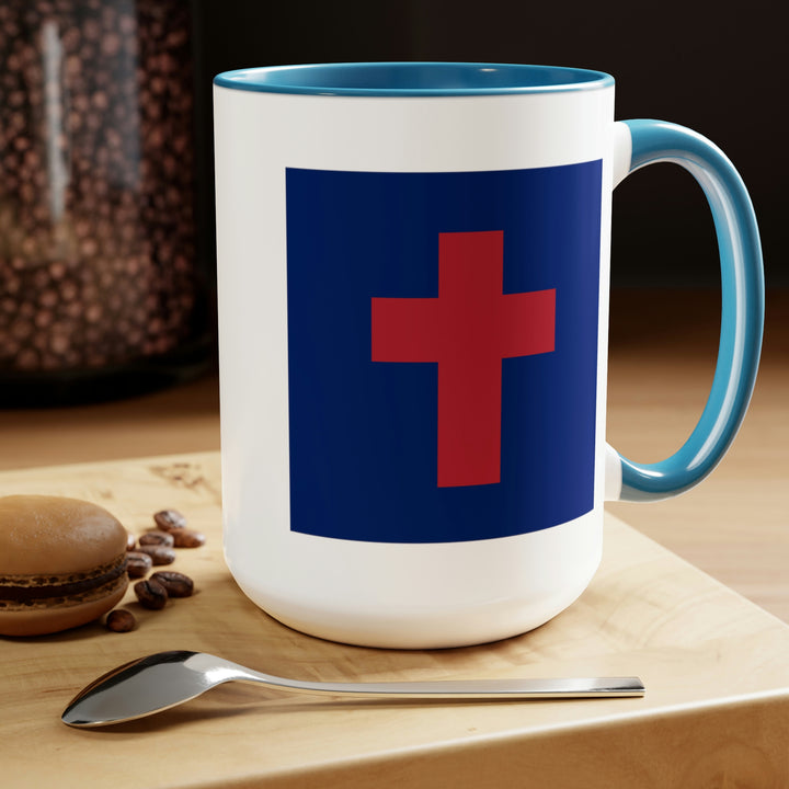 Two-Tone Christian Flag Coffee Mugs, 15oz