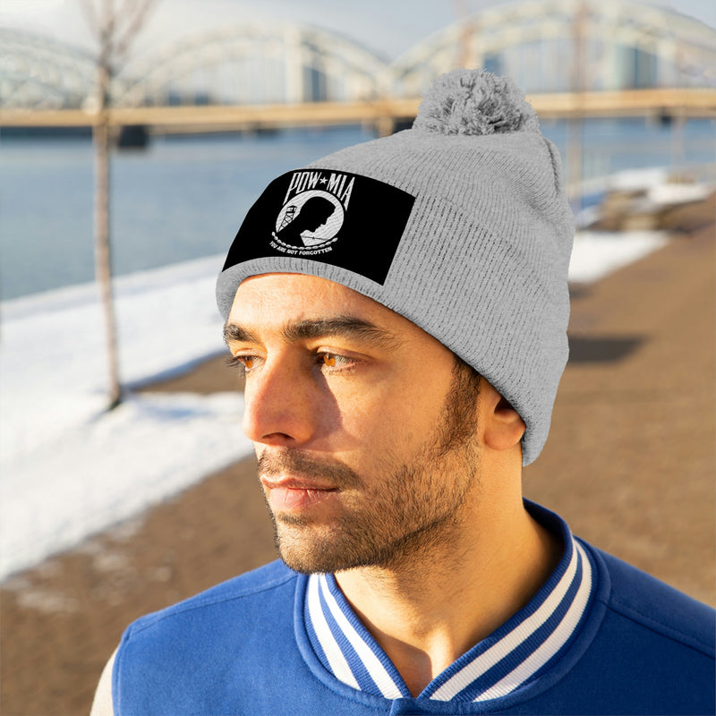 POW-MIA Flag Pom Pom Beanie (Fully Embroidered Flag) by USA Flag Co.