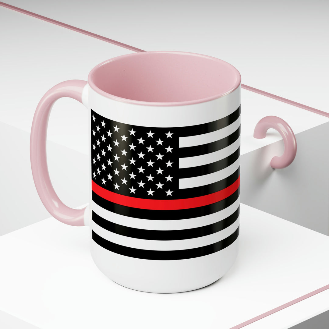 Two-Tone Thin Red Line Flag Coffee Mugs, 15oz