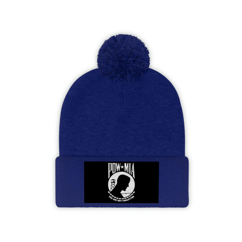 POW-MIA Flag Pom Pom Beanie (Fully Embroidered Flag)