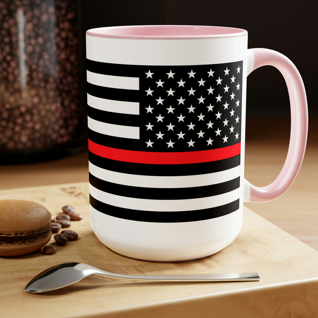 Two-Tone Thin Red Line Flag Coffee Mugs, 15oz