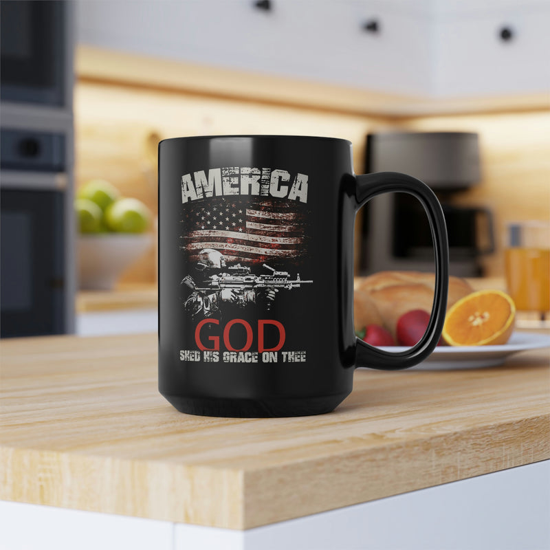 AMERICA God Shed His Grace On Thee Mug - 15 oz Black Mug