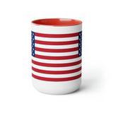 Two-Tone American Flag Coffee Mugs, 15oz
