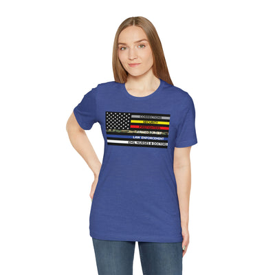 Thin Line USA Flag T Shirt: Bella + Canvas 3001