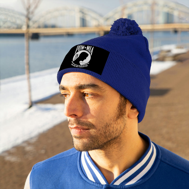 POW-MIA Flag Pom Pom Beanie (Fully Embroidered Flag)