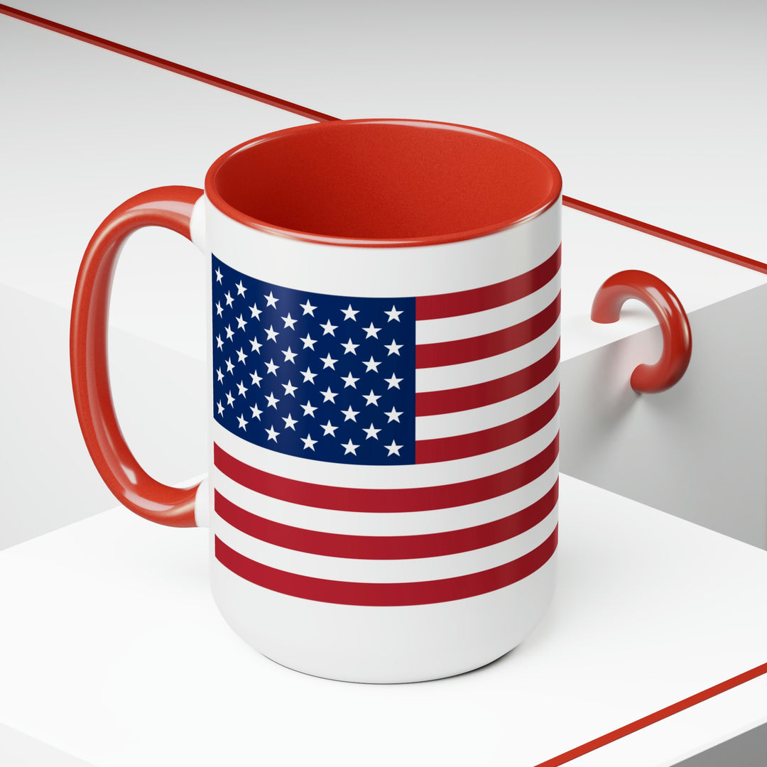 Two-Tone American Flag Coffee Mugs, 15oz