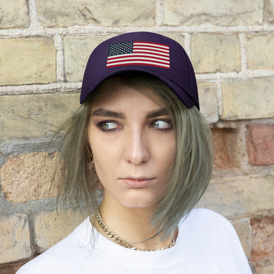 American Flag Unisex Baseball Hat (Embroidered Flag)