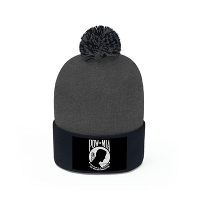 POW-MIA Flag Pom Pom Beanie (Fully Embroidered Flag)