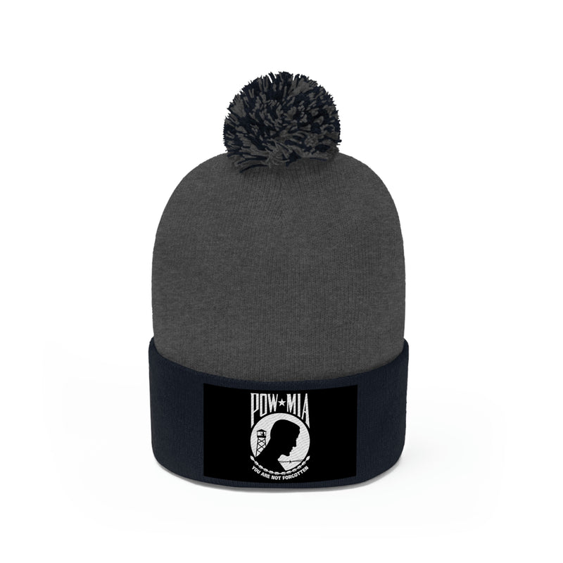 POW-MIA Flag Pom Pom Beanie (Fully Embroidered Flag)
