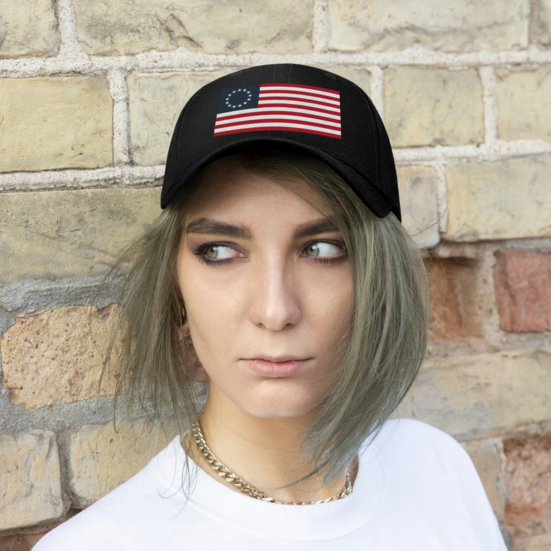 Betsy Ross Flag Unisex Baseball Hat (Embroidered Flag)