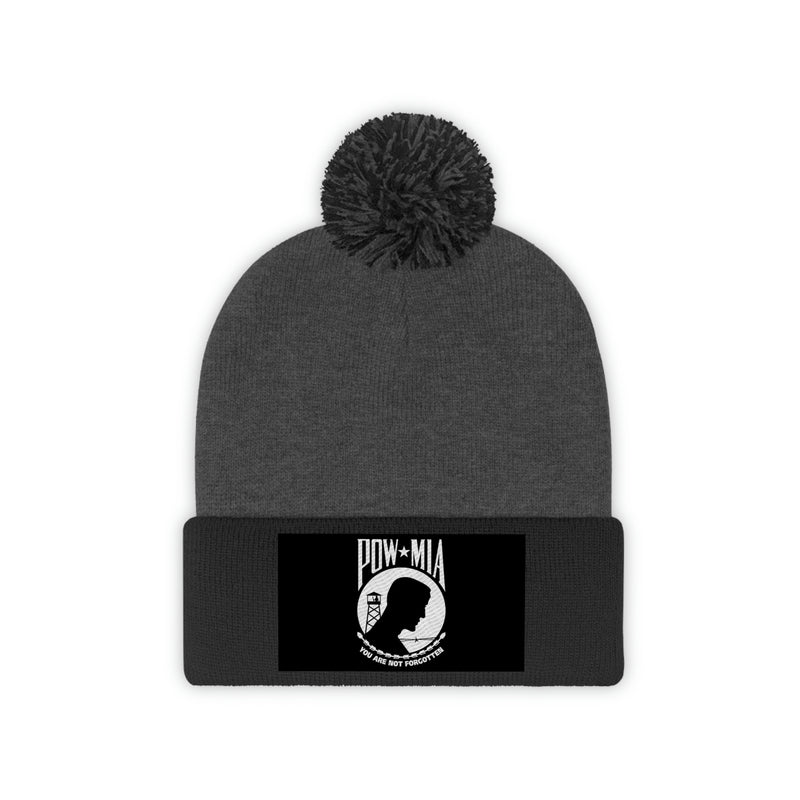 POW-MIA Flag Pom Pom Beanie (Fully Embroidered Flag)