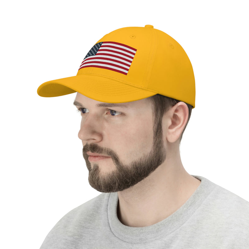 American Flag Unisex Baseball Hat (Embroidered Flag)