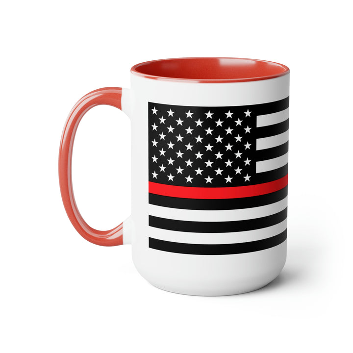 Two-Tone Thin Red Line Flag Coffee Mugs, 15oz