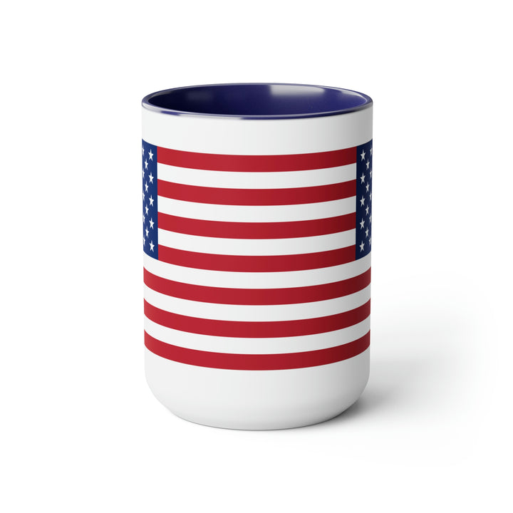 Two-Tone American Flag Coffee Mugs, 15oz