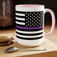 Two-Tone Thin Purple Line Flag Coffee Mugs, 15oz
