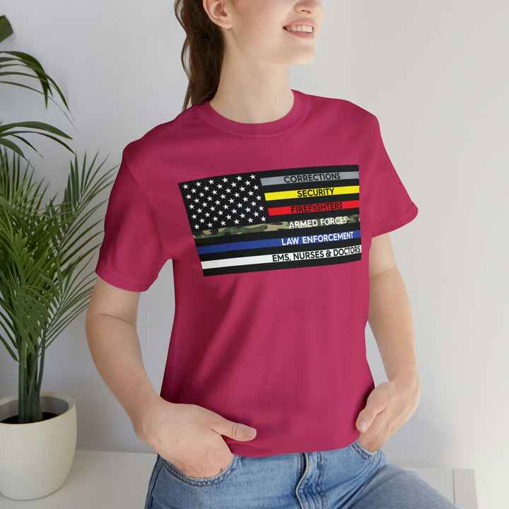 Thin Line USA Flag T Shirt: Bella + Canvas 3001