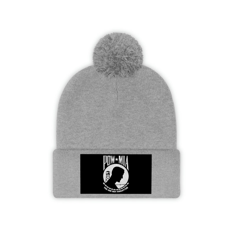 POW-MIA Flag Pom Pom Beanie (Fully Embroidered Flag)