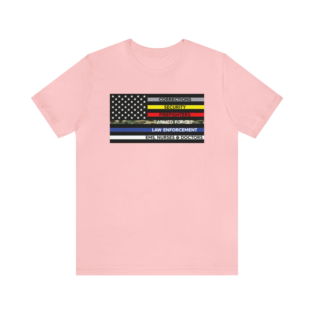 Thin Line USA Flag T Shirt: Bella + Canvas 3001