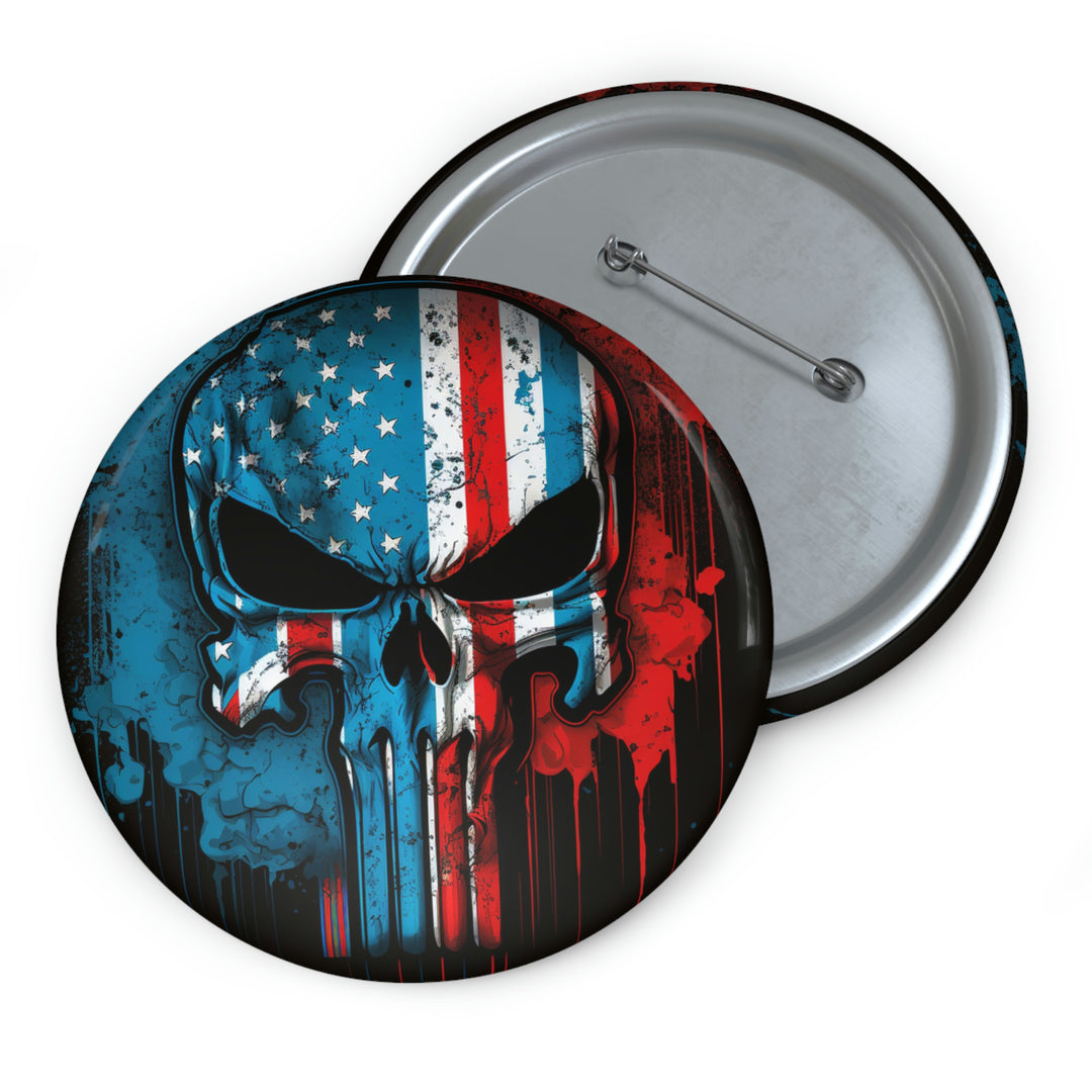 American Flag Punisher Skull Custom Pin Buttons