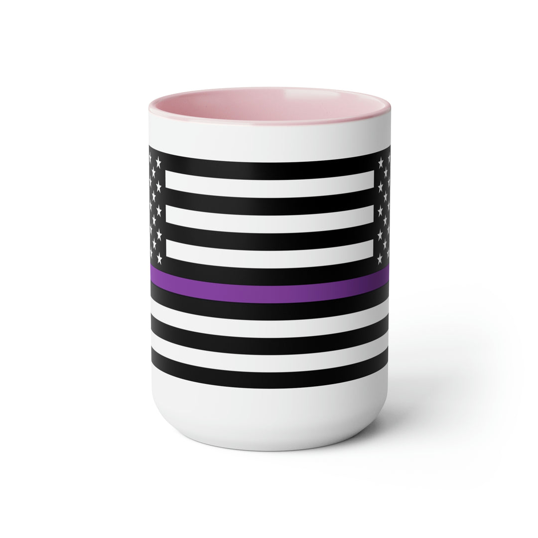 Two-Tone Thin Purple Line Flag Coffee Mugs, 15oz