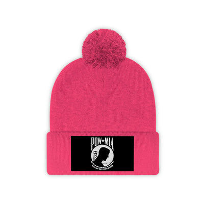 POW-MIA Flag Pom Pom Beanie (Fully Embroidered Flag)