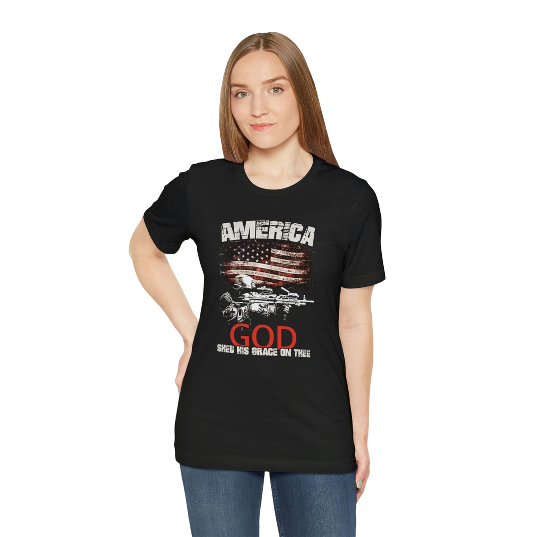 AMERICA God Shed His Grace On Thee T-Shirt: Bella + Canvas 3001