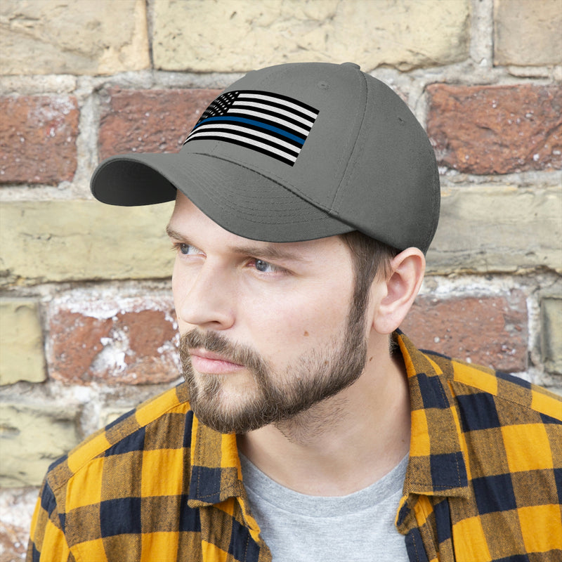 Thin Blue Line Flag Unisex Baseball Hat (Embroidered Flag)