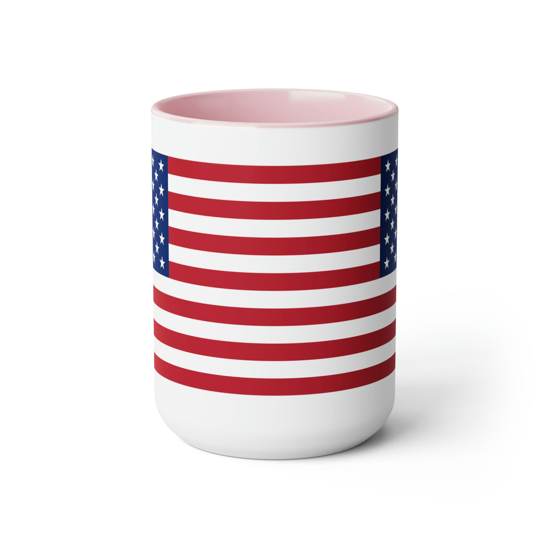 Two-Tone American Flag Coffee Mugs, 15oz