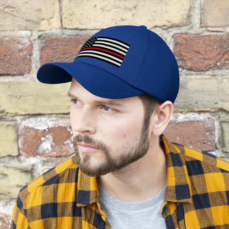 Thin Red Line Flag Unisex Baseball Hat (Embroidered Flag)