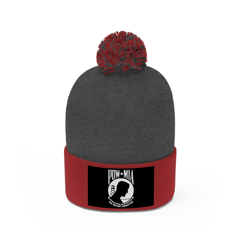 POW-MIA Flag Pom Pom Beanie (Fully Embroidered Flag)