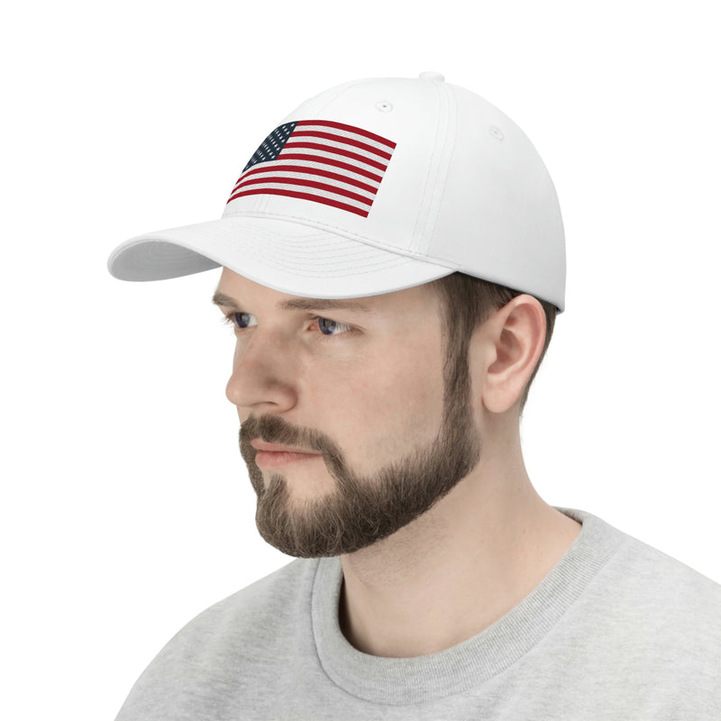 American Flag Unisex Baseball Hat (Embroidered Flag)