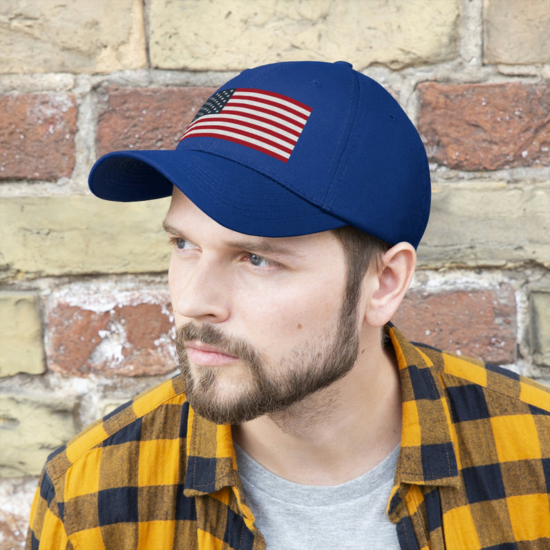 American Flag Unisex Baseball Hat (Embroidered Flag)