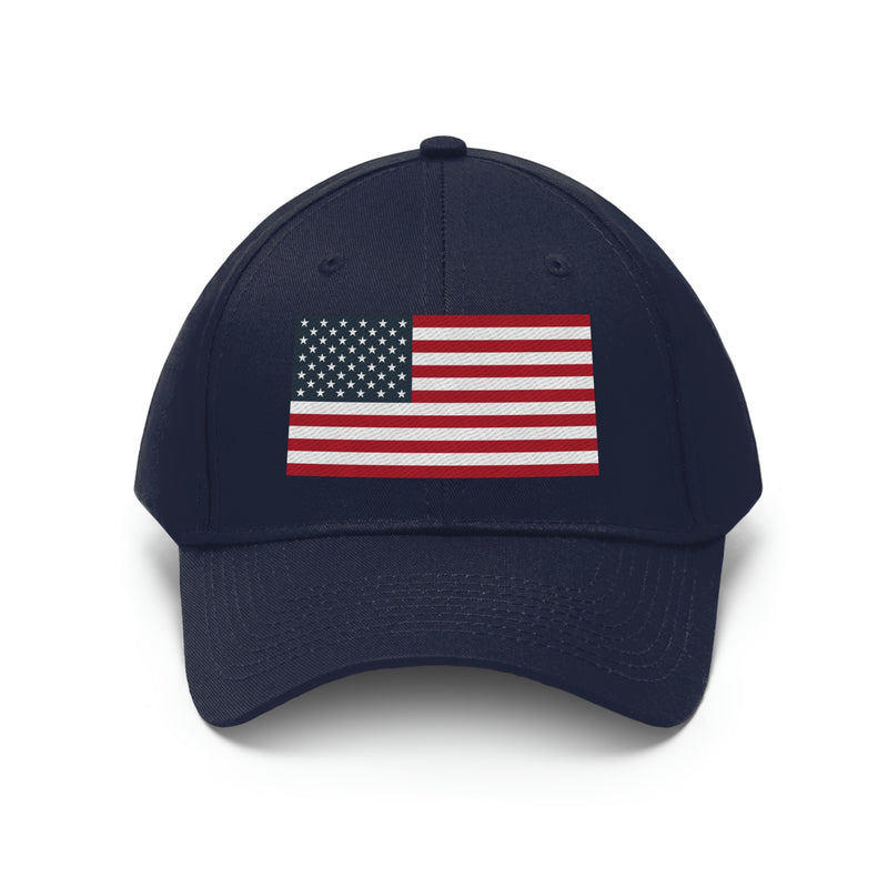 American Flag Unisex Baseball Hat (Embroidered Flag)