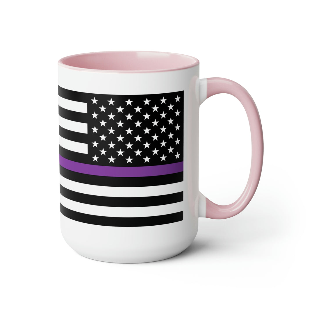 Two-Tone Thin Purple Line Flag Coffee Mugs, 15oz