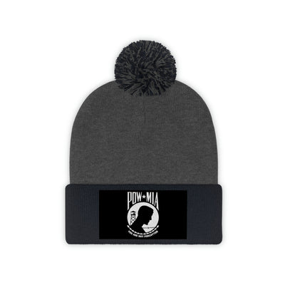 POW-MIA Flag Pom Pom Beanie (Fully Embroidered Flag)