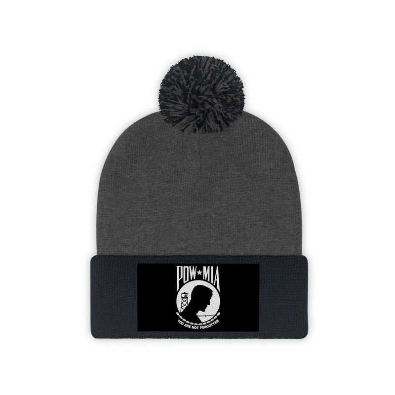 POW-MIA Flag Pom Pom Beanie (Fully Embroidered Flag)