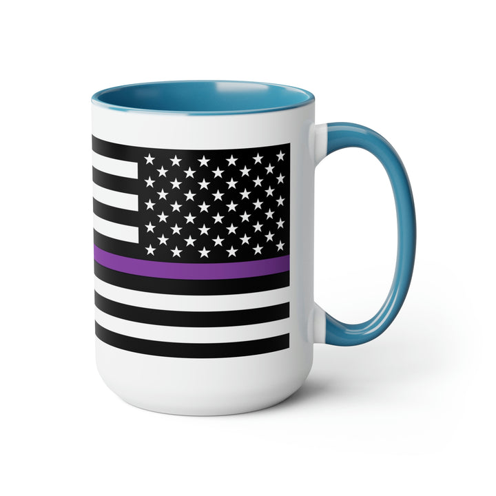 Two-Tone Thin Purple Line Flag Coffee Mugs, 15oz