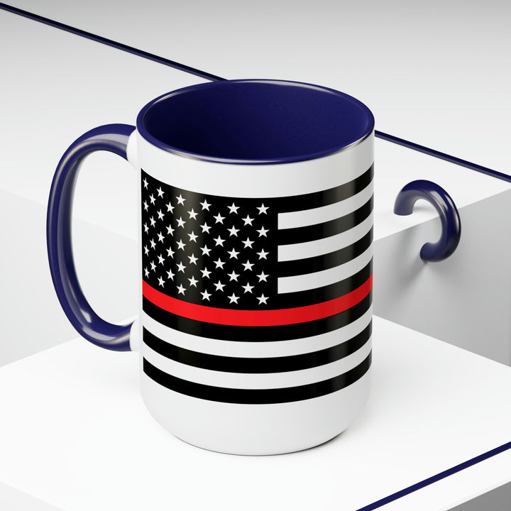 Two-Tone Thin Red Line Flag Coffee Mugs, 15oz