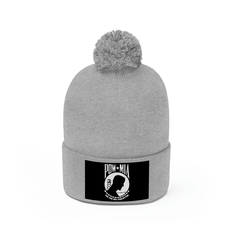 POW-MIA Flag Pom Pom Beanie (Fully Embroidered Flag)