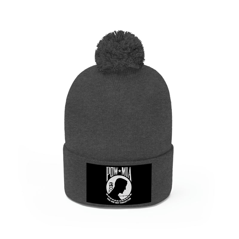 POW-MIA Flag Pom Pom Beanie (Fully Embroidered Flag)