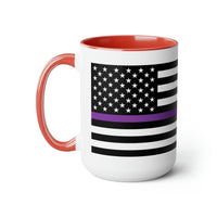 Two-Tone Thin Purple Line Flag Coffee Mugs, 15oz