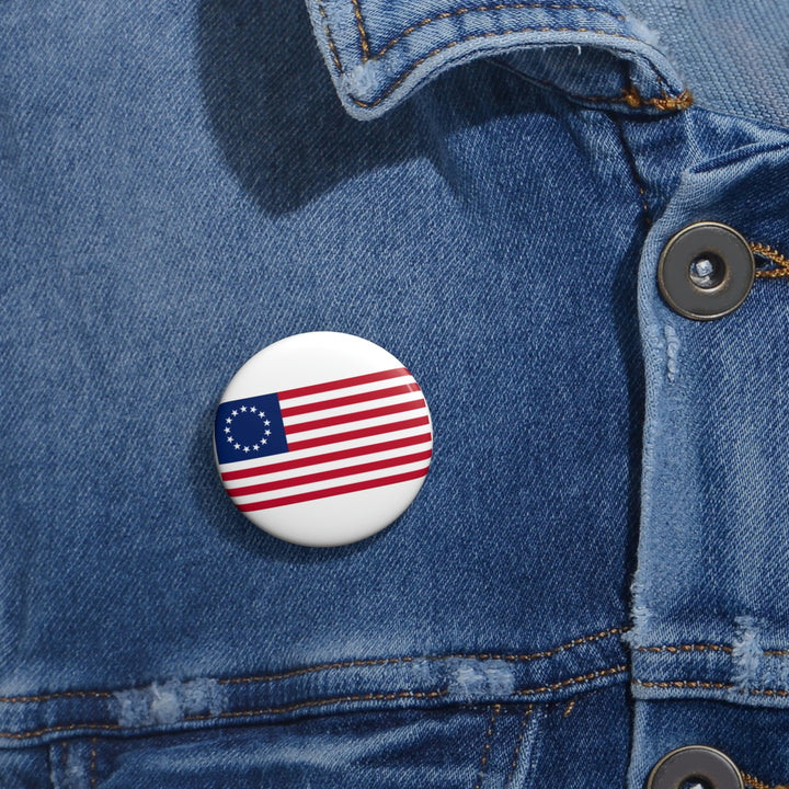 Betsy Ross Flag Custom Pin Buttons - White