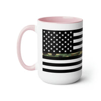 Two-Tone Thin Camo Line Flag Coffee Mugs, 15oz