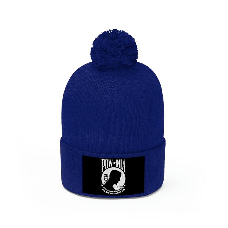 POW-MIA Flag Pom Pom Beanie (Fully Embroidered Flag)