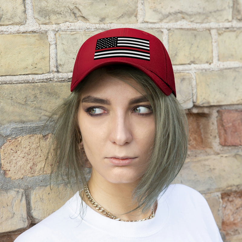 Thin Red Line Flag Unisex Baseball Hat (Embroidered Flag)