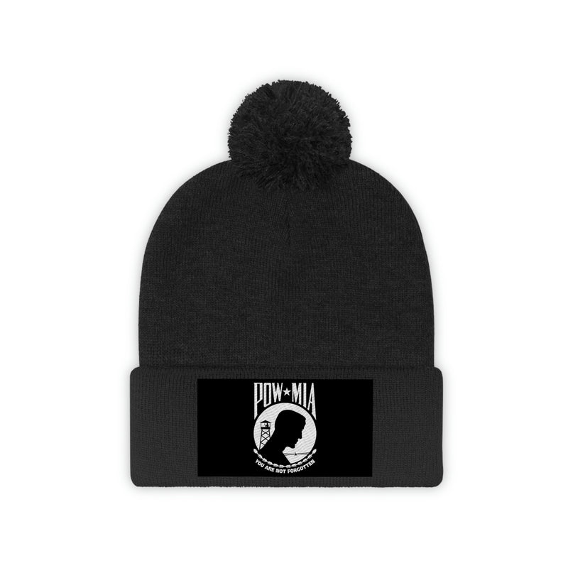 POW-MIA Flag Pom Pom Beanie (Fully Embroidered Flag)