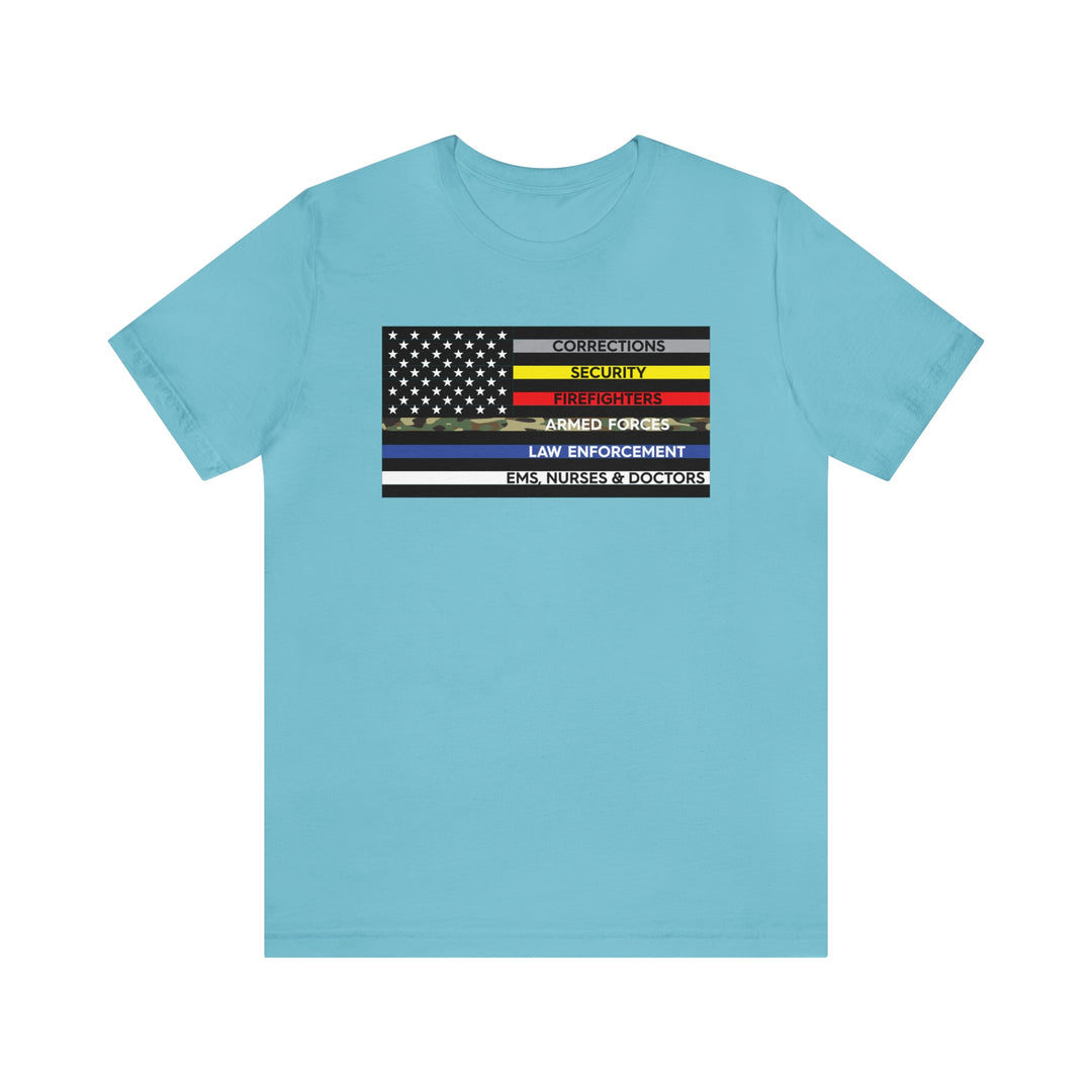 Thin Line USA Flag T Shirt: Bella + Canvas 3001