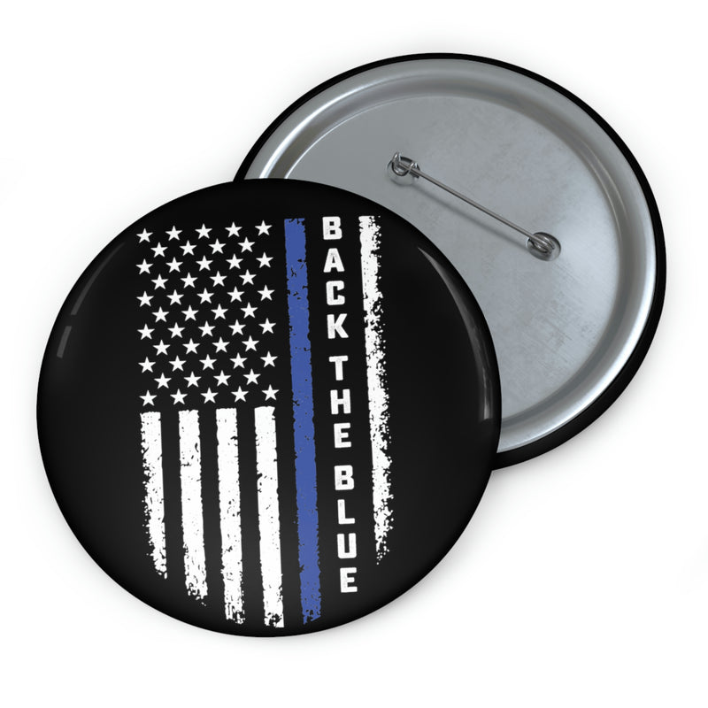 Back The Blue Flag Custom Pin Buttons